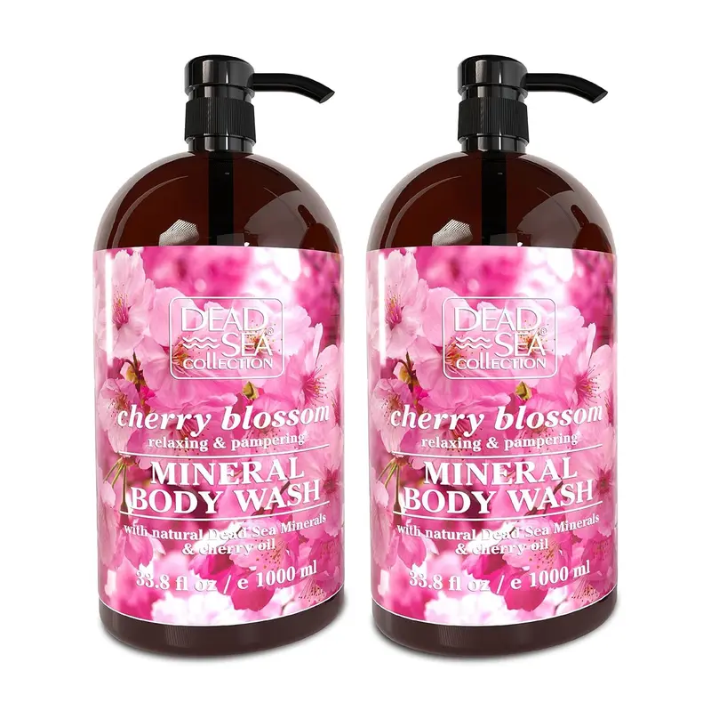 Dead Sea Collection Lave‑corps Cerise – Minéraux de la Mer Morte et Huile de Graines de Cerise – Nettoie et Hydrate – Lot de 2 (67,6 oz)