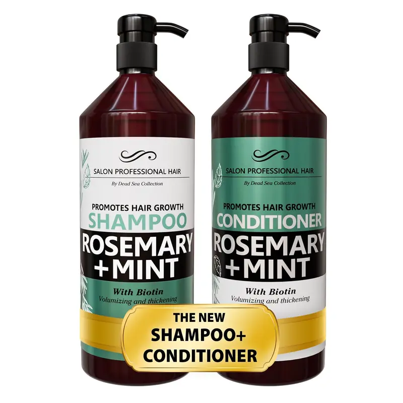 Dead Sea Collection – Pack Shampooing et Après-Shampooing pour Renforcement et Volume – Minéraux de la Mer Morte, Romarin et Menthe – Soin Cheveux – Pack 2 (33,8 & 30,6 fl oz)
