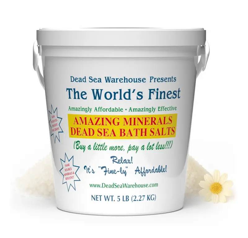 Dead Sea Warehouse Sels de Bain Minéraux – 5 lb, Sans Parfum, Détoxifiants et Hydratants
