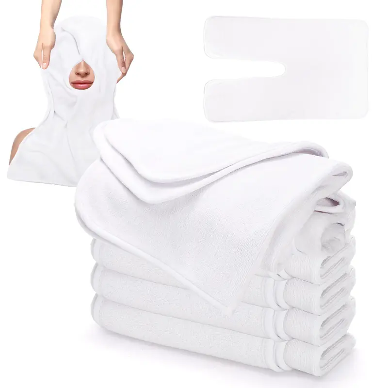 DEAYOU Lot de 6 Serviettes Visage en Microfibre – Design en U, Grandes Serviettes Spa