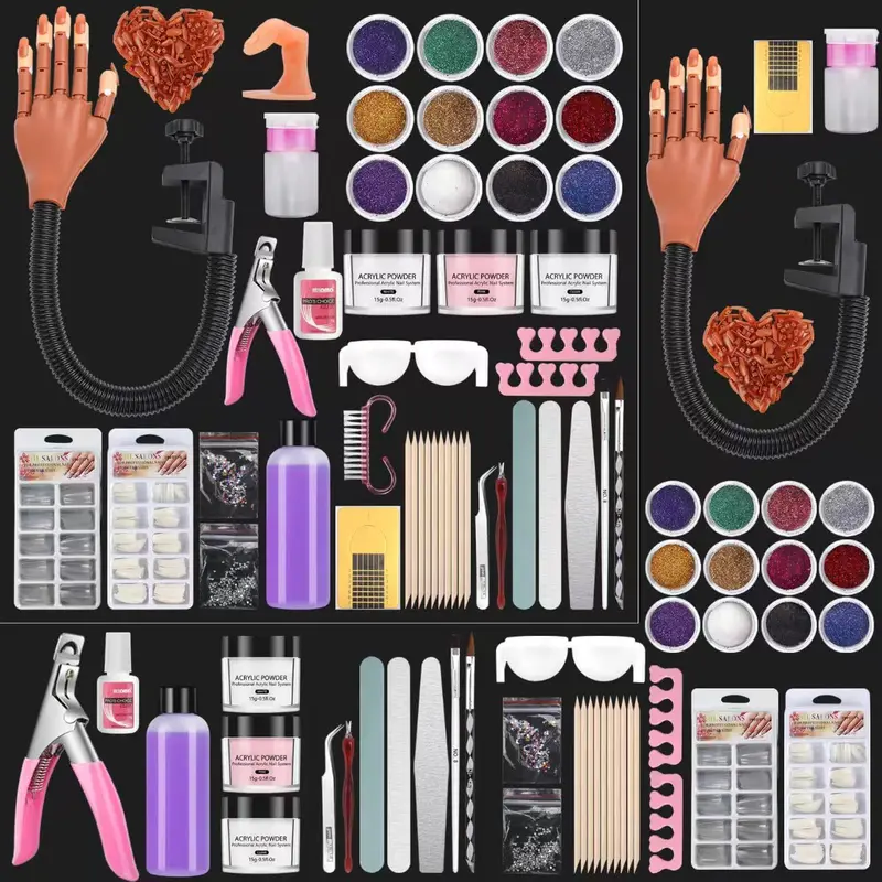 Deciniee Main d'entraînement pour Ongles – Kit Acrylique et Outils Nail Art Débutants