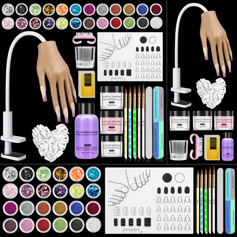 Deciniee Main Silicone Practique – Kit Débutant Ongles Acryliques À Domicile