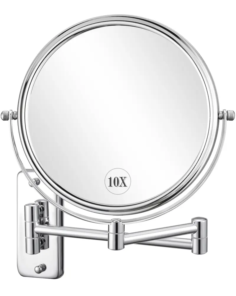 DECLUTTR Miroir Mural Grossissant 8 Pouces – 10x, Bras Ajustable, Chrome