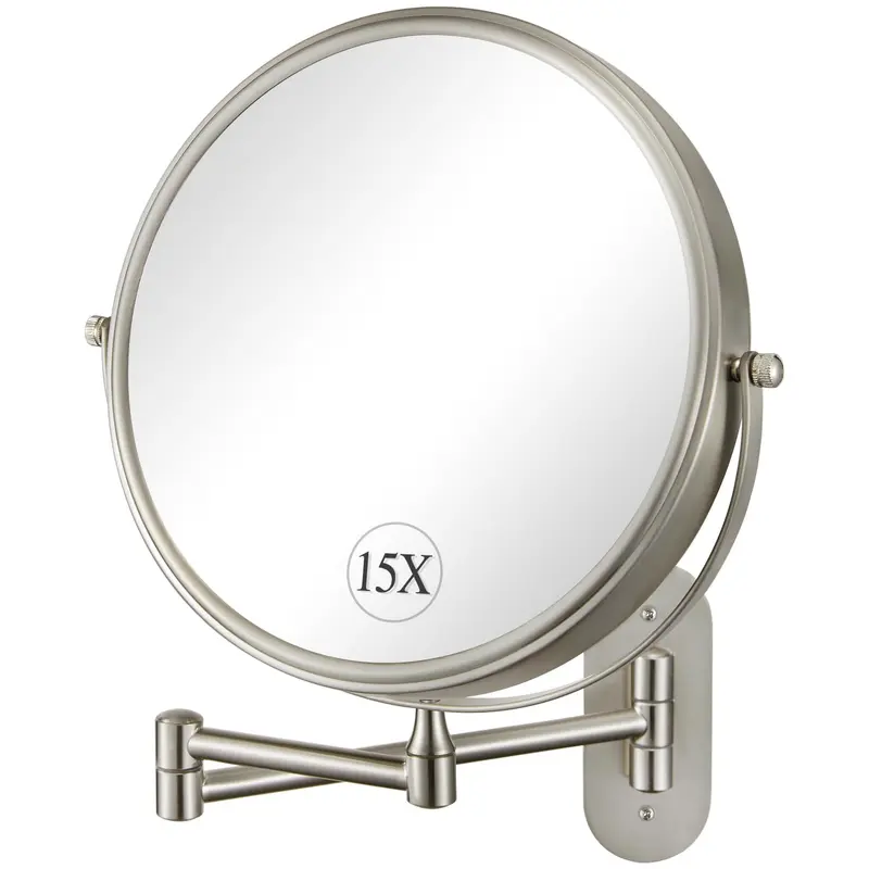DECLUTTR Miroir Mural Maquillage Double-face 15x – Pivotant 360°