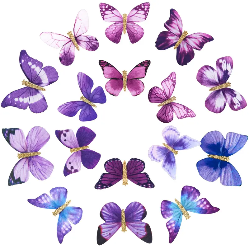 DEEKA – 16 Pinces Papillon Petites Colorées, Faites Main – Accessoires Cheveux 90s Violet