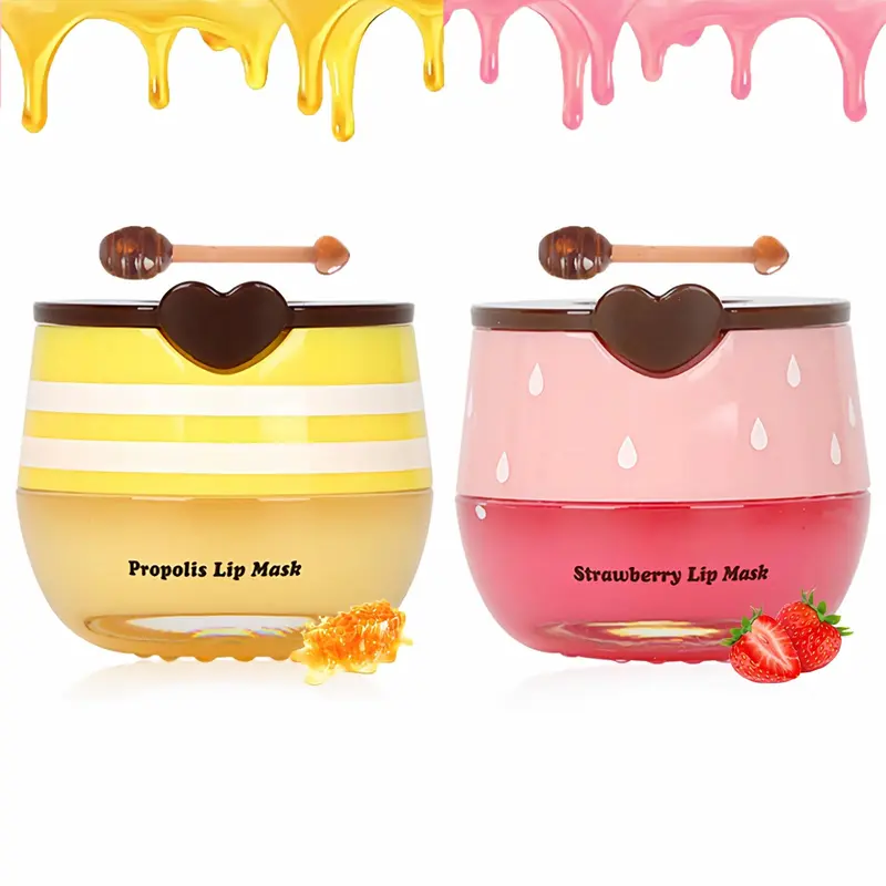 Deepmind – 2 pièces Baume Lèvres Abeille Pot Miel et Propolis, Hydratation Miel-Framboise – Idée Cadeau Saint-Valentin