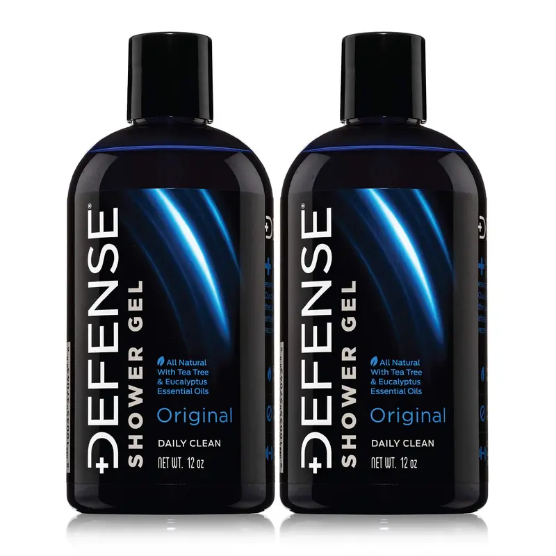Defense Soap Gel Douche Tea Tree – Nettoyage Naturel pour Athlètes | Contrôle des Odeurs et Protection — Pack 2 × 12 oz