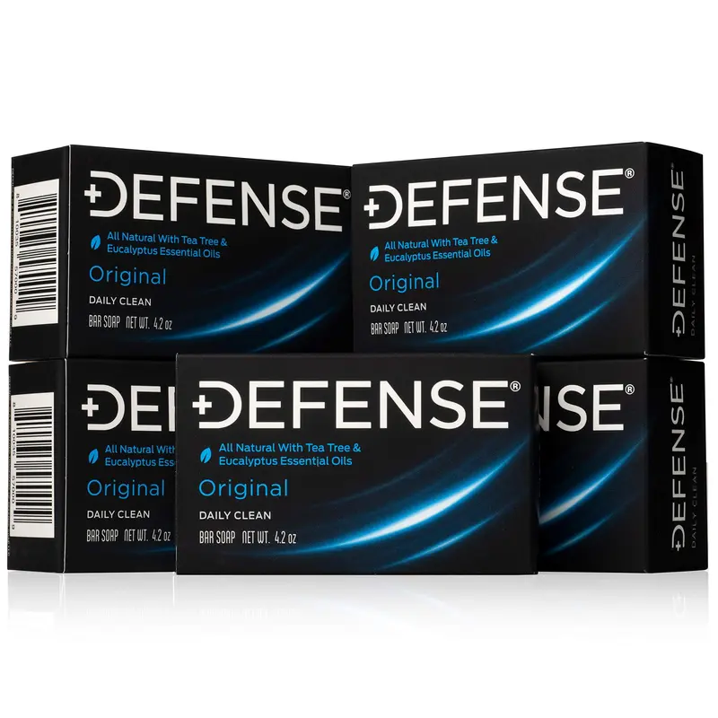 Defense Soap – Lot de 5 savons naturels à l’huile d’arbre à thé et eucalyptus pour hommes
