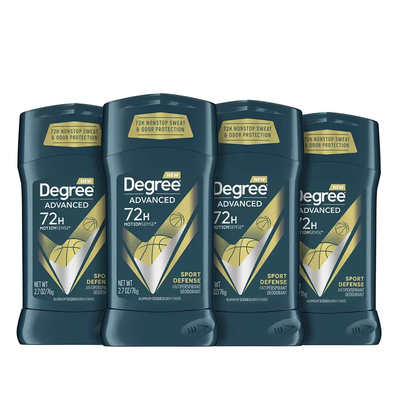 Degree Homme Avancé Sport Défense – Anti-transpirant 72H, MotionSense, Lot de 4 × 2,7 oz