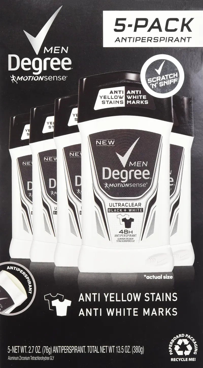 Degree pour hommes Adrenaline Series Antiperspirant et Déodorant – Lot de 6 bâtons (76,5 g + 48 g)