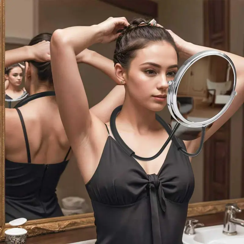 Deikoliuna Miroir Double Face Grand 8 Pouces – Mains Libres, 360° et Grossissement 5x