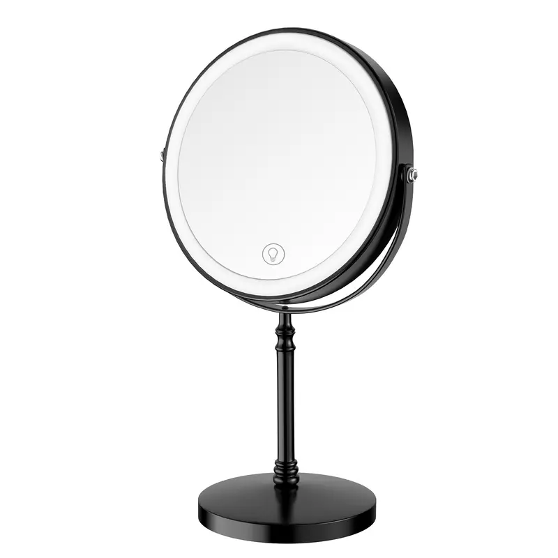 DEIOVWXS Miroir Maquillage é Clair – Double Face 1x/10x, 3 Couleurs, Rotation 360°, Rechargeable