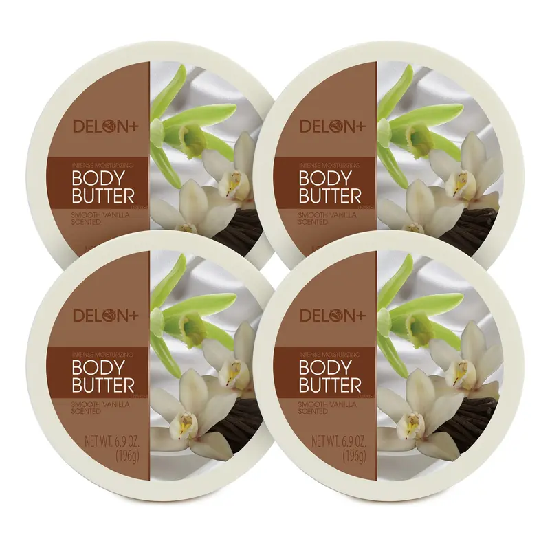 DELON Beurre Corporel Hydratant Intensif Vanille Douce et Karité – Lot 4x6,9 oz