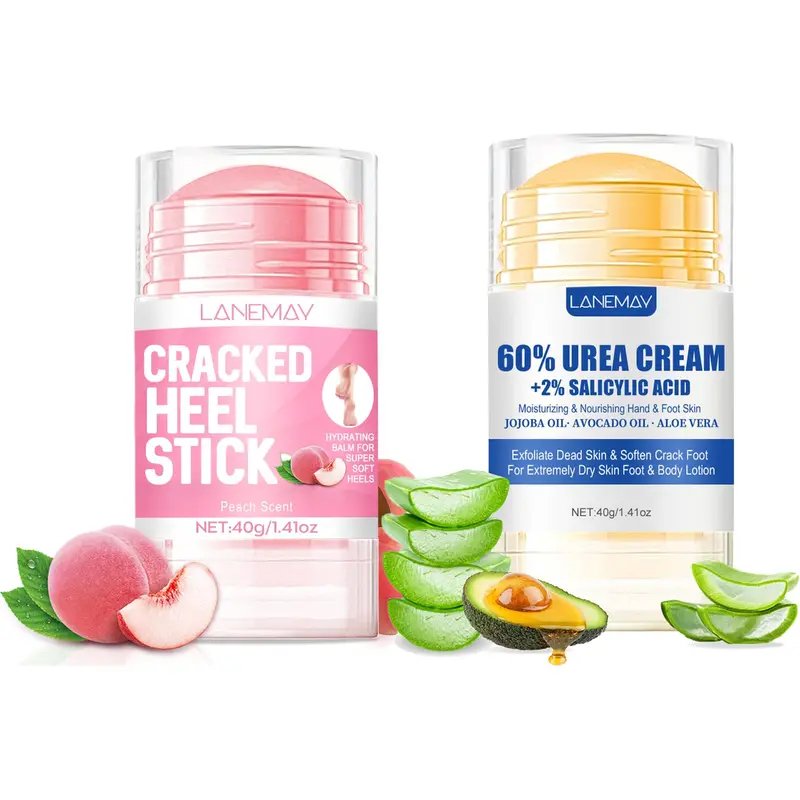 DENESTUP Crème urée 60% – 2 pièces, soin pieds et mains secs, talons craqués