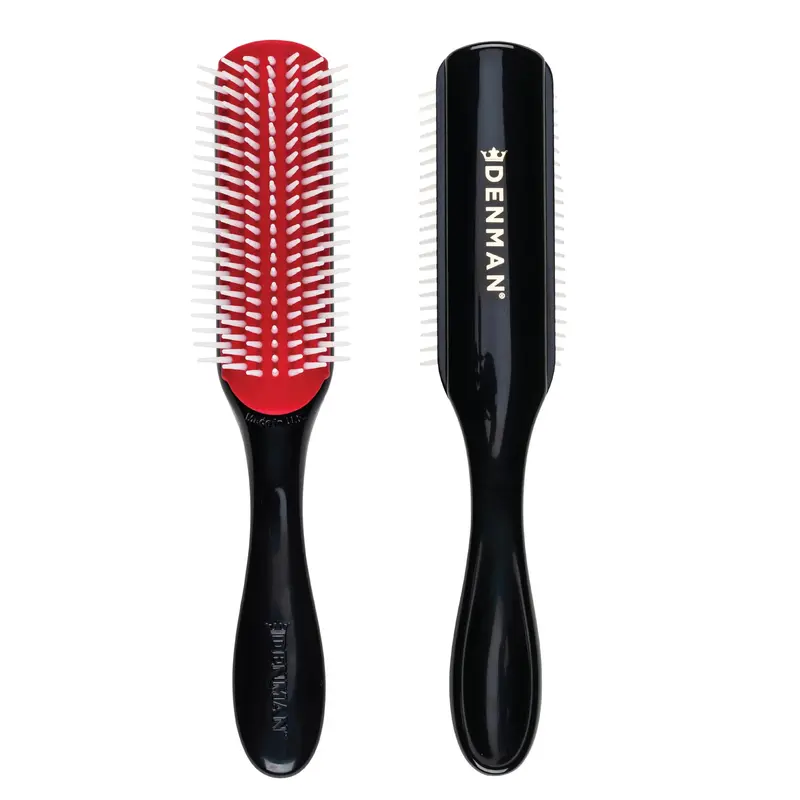 Denman D3 – Brosse Boucles 7 Rangées (Noir & Rouge) pour Démêlage, Définition et Modelage des Boucles