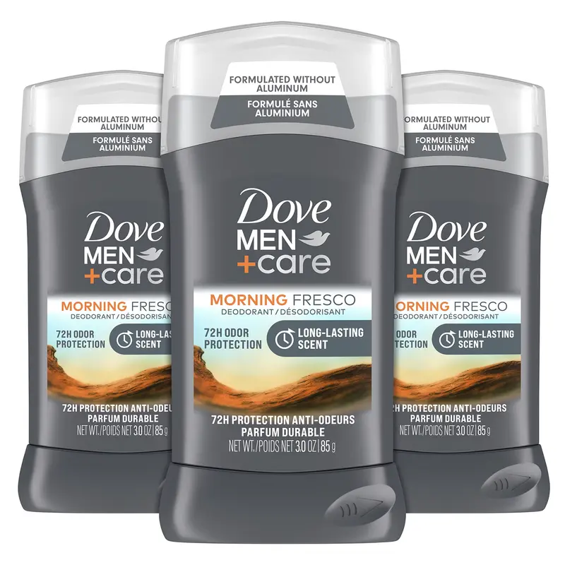 Déodorant Stick DOVE MEN + CARE Matin Frais – Sans aluminium, Protection 72 h, Pack de 3