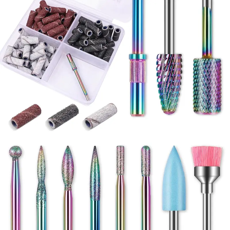 Depvko – Set de 10 mèches carbure pour ponceuse à ongles, 75 bandes et mandrin