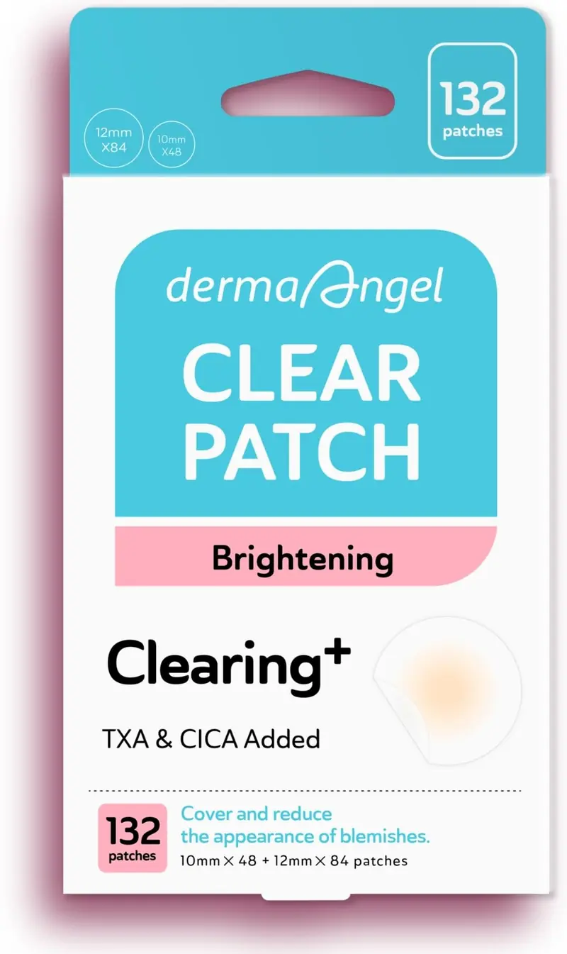 DERMA ANGEL Pansements Taches Sombres – Hydrocolloïde, TXA & CICA pour Acné Actif et Taches Post-Inflammatoires – Usage Jour et Nuit – Version Améliorée (Post-Acné) – 132 Pièces – 2 Tailles