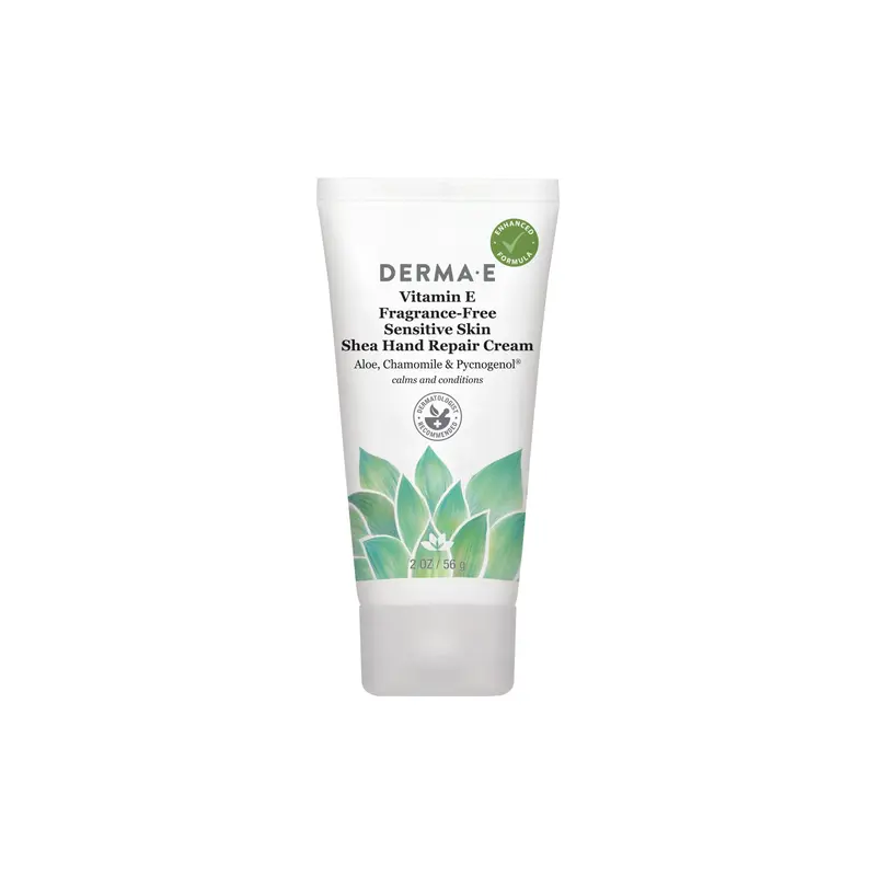 Derma E Crème Mains Vitamine E Sans Parfum – Soin Intensif Hydratant pour Mains Sèches, Non Testée sur les Animaux, 60 ml