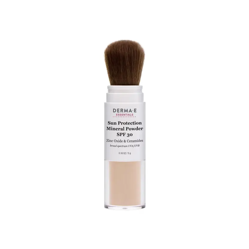 DERMA E Poudre Minérale SPF 30 – Pinceau Applicateur, Teint Translucide
