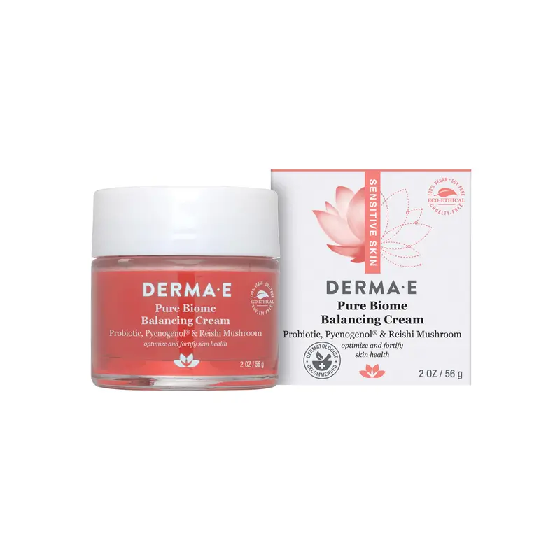 Derma E Pure Biome Balance Crème Visage, 2 onces (57 g) – Hydratation et Équilibre