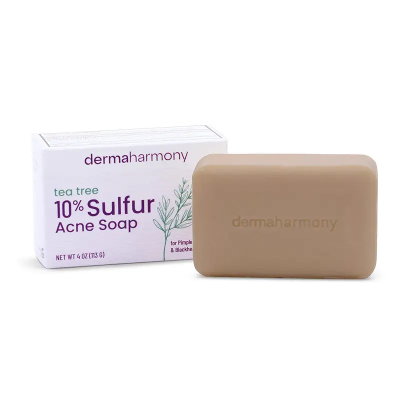 DermaHarmony Savon Acné au Soufre 10% et Huile d'Arbre à Thé – 113 g (4 oz)
