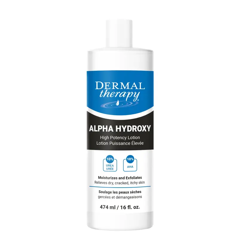 Dermal Therapy Alpha Hydroxy Lotion – 10% AHA & 10% Urée, Sans Parfum, Hydratant pour Peau Sèche – 474 ml