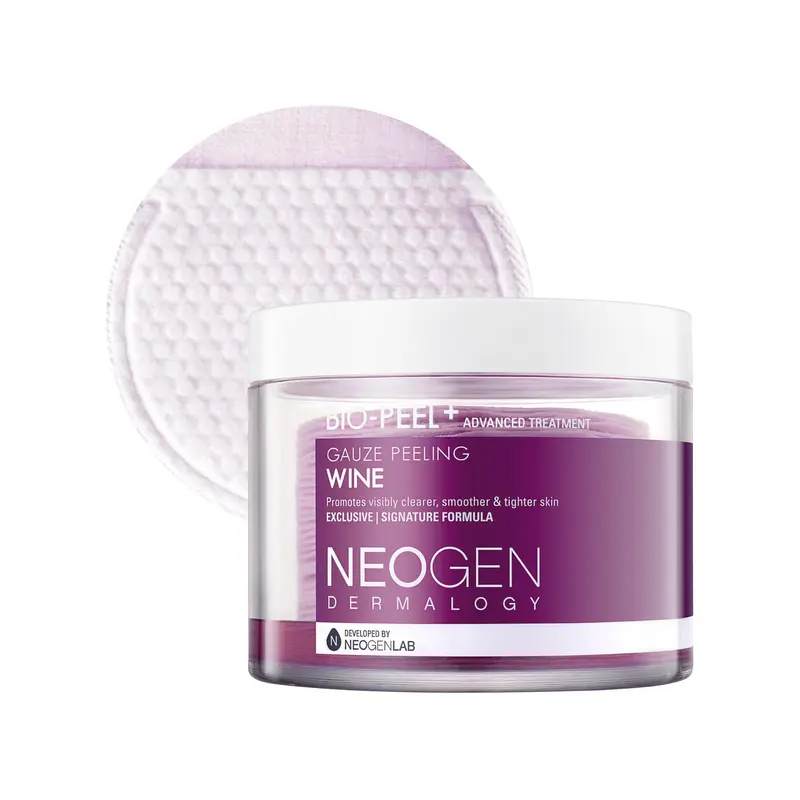 DERMALOGY par NEOGENLAB Bio-Peel Gauze Wine Pads – Gommage exfoliant et raffermissant avec PHA, vin rouge, résveratrol et acide hyaluronique (Vin, 30 tampons)