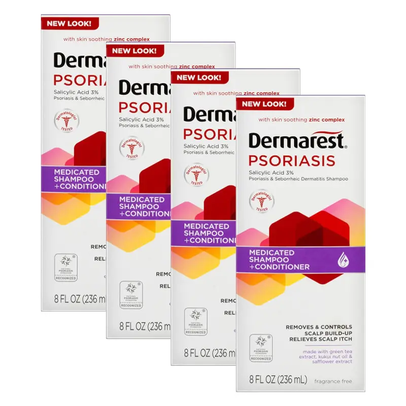 Dermarest Shampoing Médicamenté + Après-Shampoing pour Psoriasis – 8 oz (4 bouteilles)