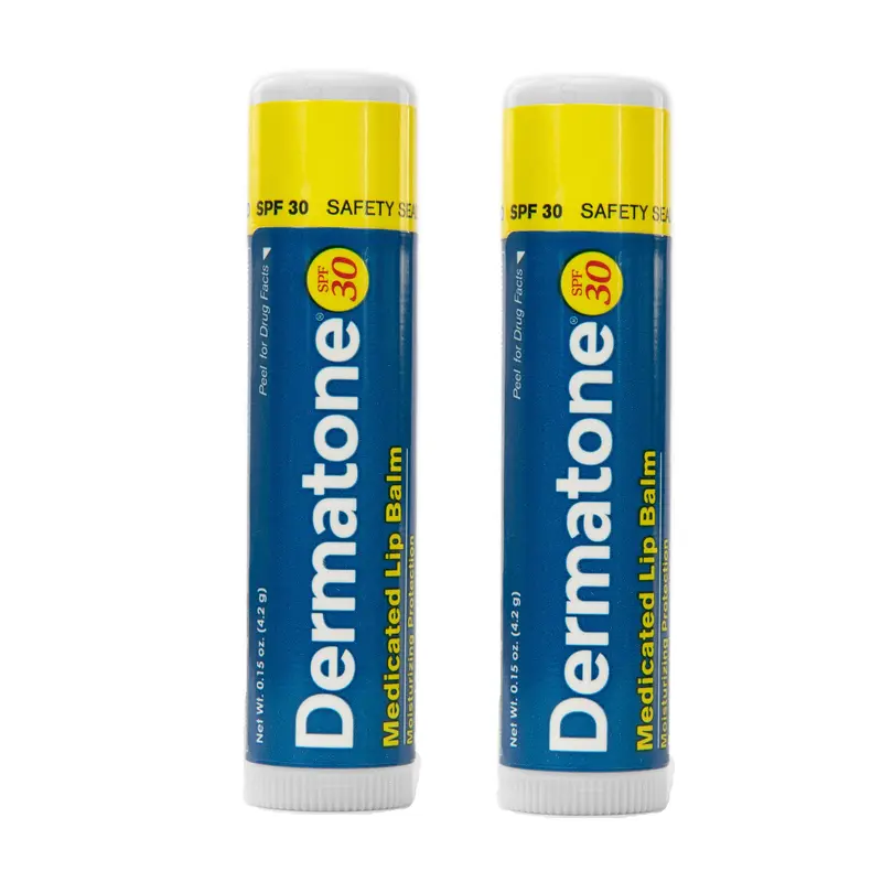 DERMATONE Baume Lèvres Médicamenteux SPF30 – Hydratant et Réparateur, 2×0,15 oz