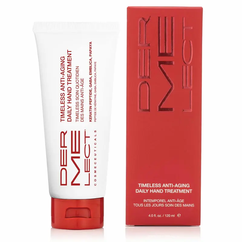 Dermelect Timeless Soin Mains Anti-Âge — Hydratation, Acide Hyaluronique et Peptides, 4 oz