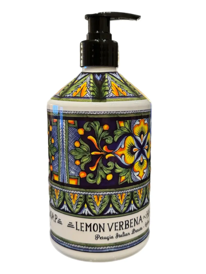 Deruta Perugia Savon Liquide Pour les Mains Verveine Citron Italien — Déco Cuisine Élégante, Flacon Italien 21,5 onces
