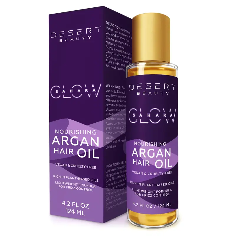 Desert Beauty Huile d'Argan – Soin capillaire hydratant sans rinçage 118 ml, sans résidu gras, non testé sur les animaux