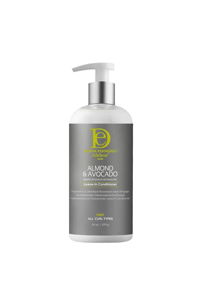 Design Essentials Démêlant Sans Rinçage Hydratant Amande et Avocat – Cheveux Bouclés, 34 oz