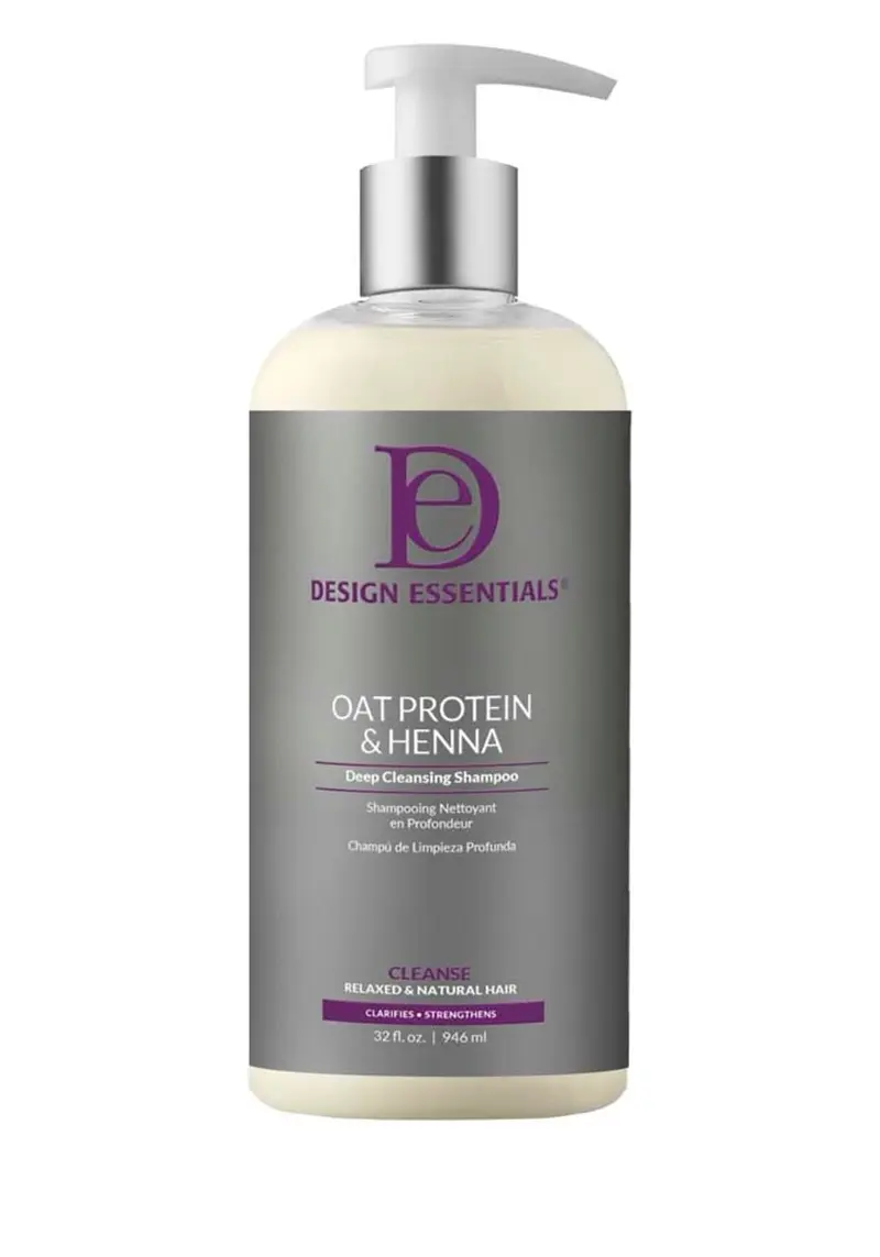 Design Essentials Shampooing Purifiant à l'Avoine et Henné – Cheveux Détendus et Naturels, Sans Sulfates, 32 oz (Pack de 1)