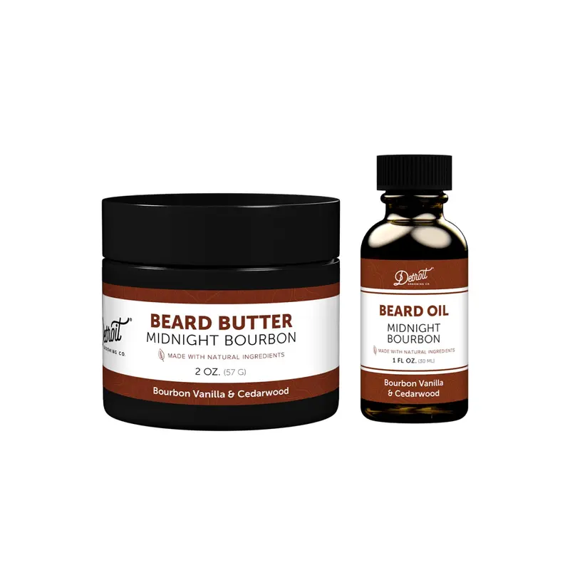 Detroit Grooming Co. Huile et Baume pour Barbe Midnight Bourbon | Soin Hydratant 1 oz + 2 oz