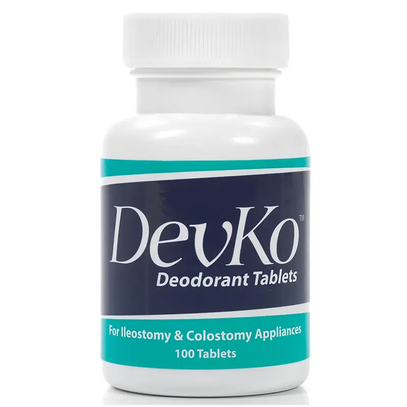 Devko Déodorant pour poche ostomique – tablettes au charbon actif, 100 tablettes