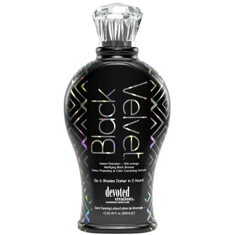 Devoted Creations Velvet Noir – Bronzant noir mat anti-orange, lotion de bronzage 346 g