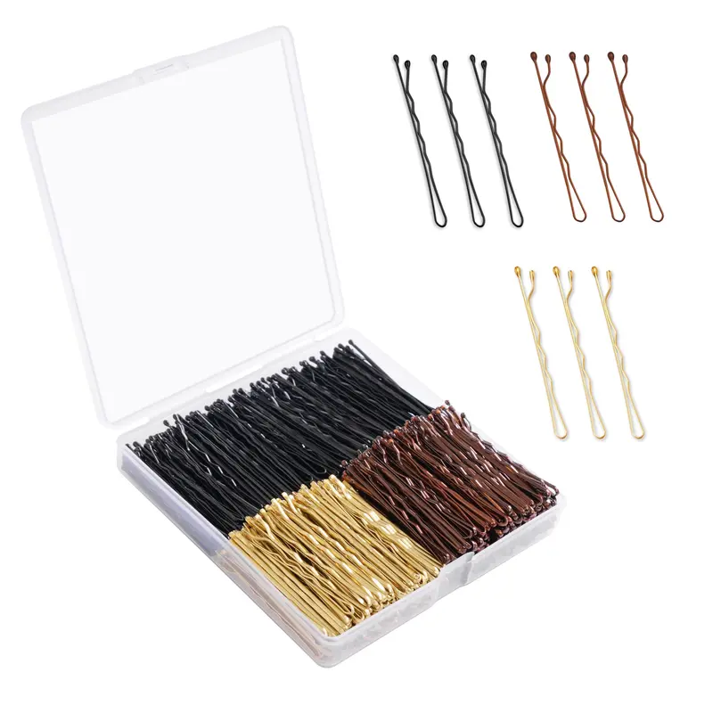 DF DUALFERV Pinces à cheveux 360 pièces – 2 pouces, noir brun doré, maintien sûr, coffret de rangement