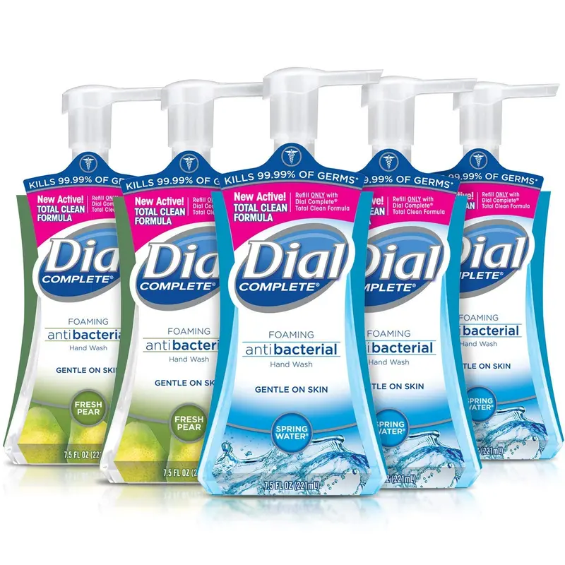 Dial Complete – Savon Moussant Antibactérien en Pack Variété 5 × 7,5 oz (Eau Printemps & Poire Fraîche)