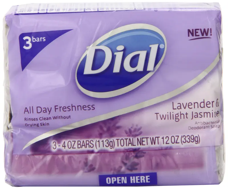 Dial Savon en Barre Antibactérien Déodorant Lavande et Jasmin Crépuscule – Lot de 3