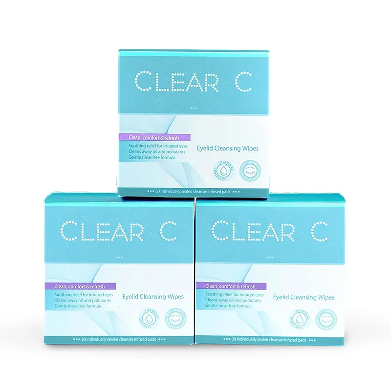Diamond Wipes Clear C – Lingettes paupières pré-humidifiées, sans rinçage, 3 boîtes de 30