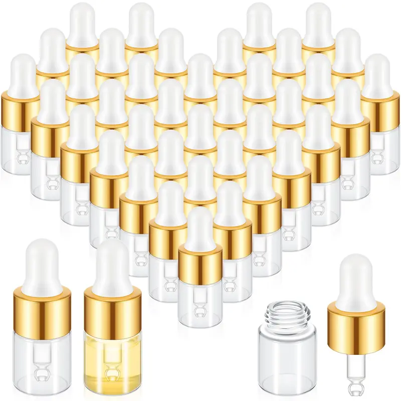 Didaey – Lot de 100 flacons mini-verre 2 ml avec capuchon doré | Échantillons, parfums et huiles essentielles