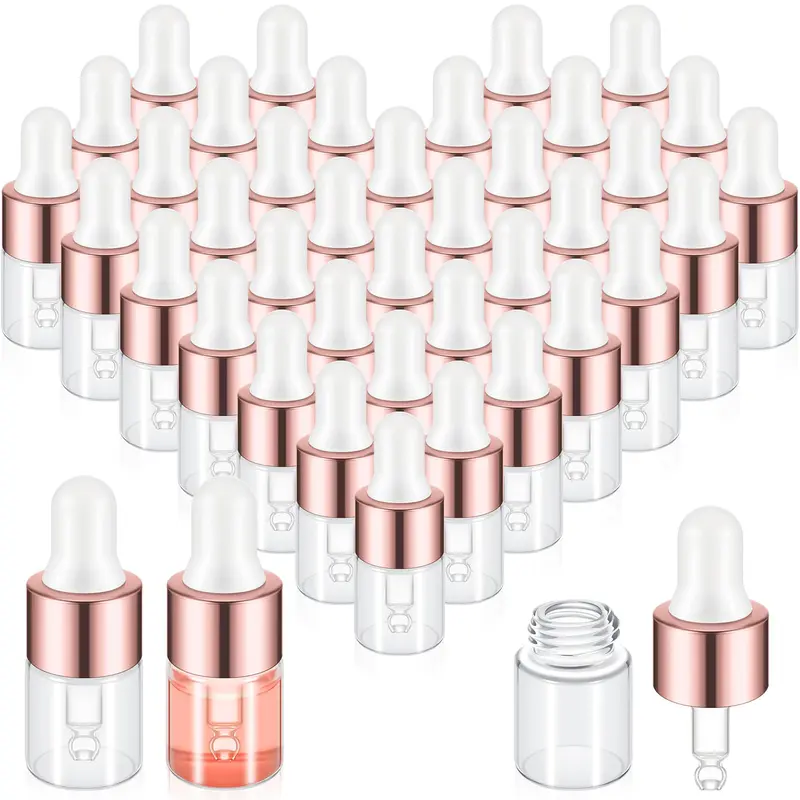Didaey – Lot de 100 mini bouteilles compte-gouttes en verre 2 ml, rose doré, échantillons parfum, voyage