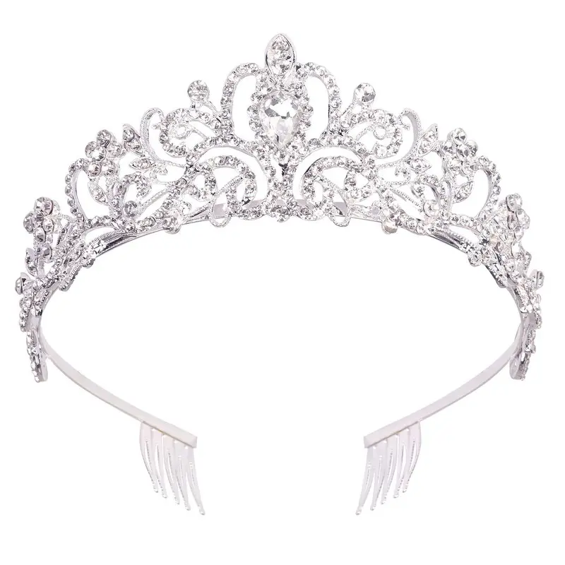 Didder Tiare Cristal Argenté – Couronne Élégante avec Peignes pour Mariage et Soirée
