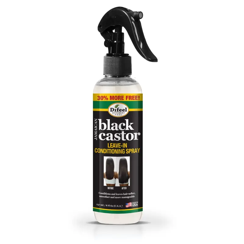 Difeel Spray démêlant au castor noir jamaïcain (8 oz) – Soin sans rinçage hydratant et fortifiant