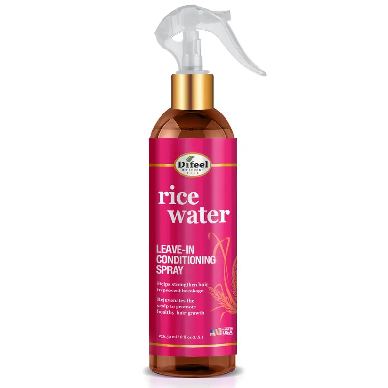 Difeel Spray Sans Rinçage à l’Eau de Riz – Soin Hydratant pour Cheveux Secs et Abîmés