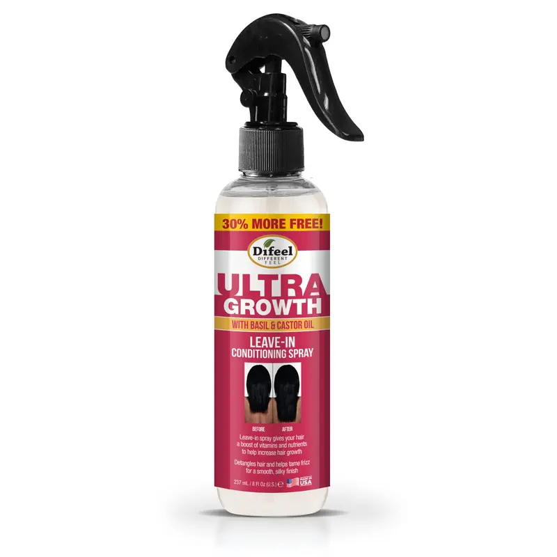 Difeel Ultra Growth – Huile Basilic et Ricin pour cheveux (Leave-in) – Grand format 8 oz