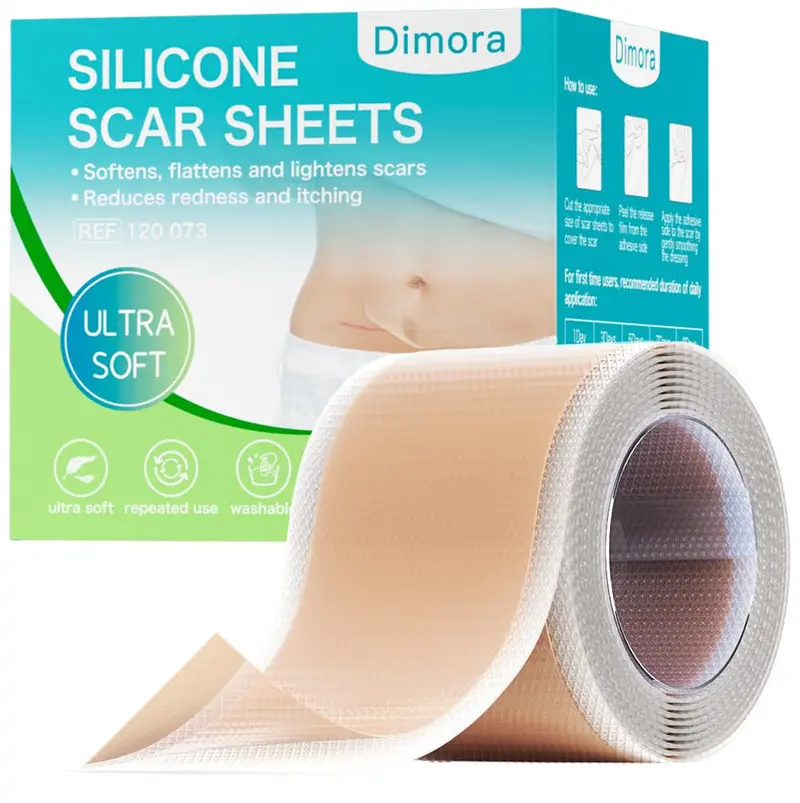 Dimora Bandes en Silicone Médical Ultra-Douces – Rouleau 1,6” x 60” pour Cicatrices Chirurgicales