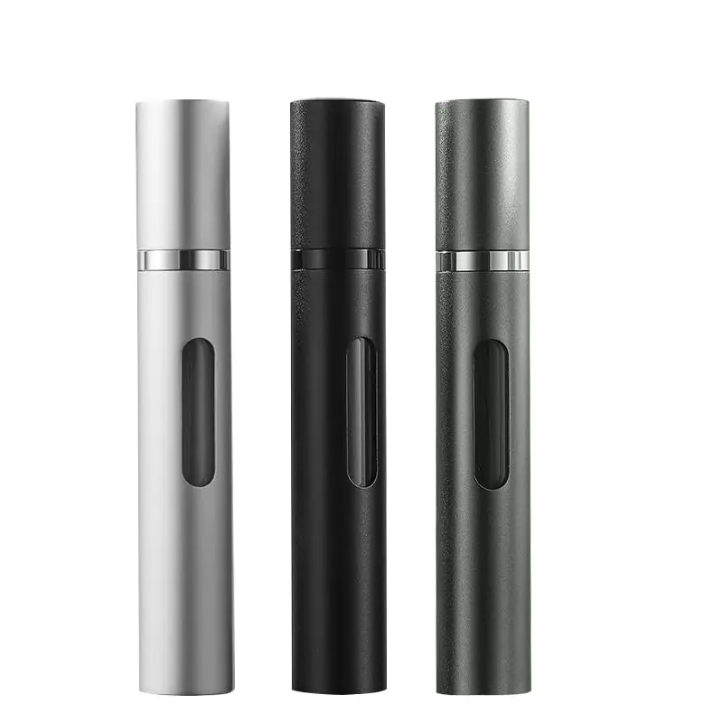 DIOHIO - Flacon Parfum Miniature 10 ml, 3 Pièces - Vaporisateur Portable Réutilisable (Noir-Gris-Argent)